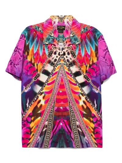 Camilla Short Sleeve Camp Collared Shirt Sahara Supernatural In Purple