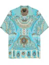 Camilla Short-sleeves Camp-collared Shirt In Blue