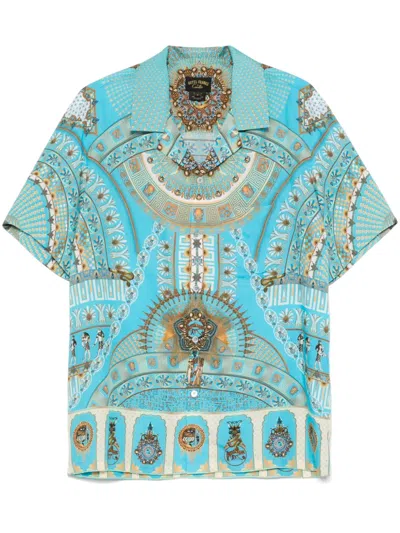 Camilla Short-sleeves Camp-collared Shirt In Blue