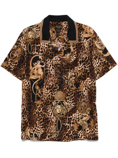 Camilla Short-sleeves Camp-collared Shirt In Brown