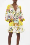 Camilla Short Tie Front Blouson Dress Caterina Spritz In Multi
