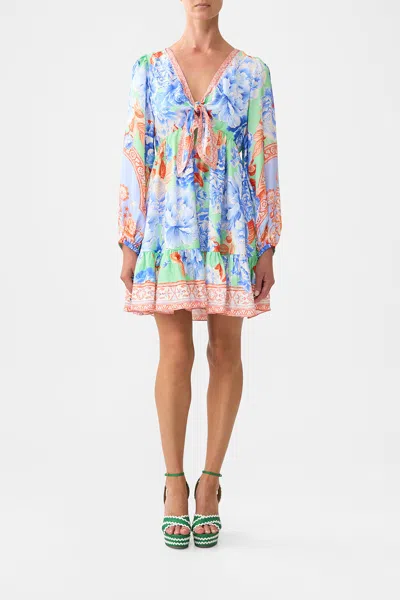 Camilla Short Tie Front Blouson Dress Topkapi Pop In Multi