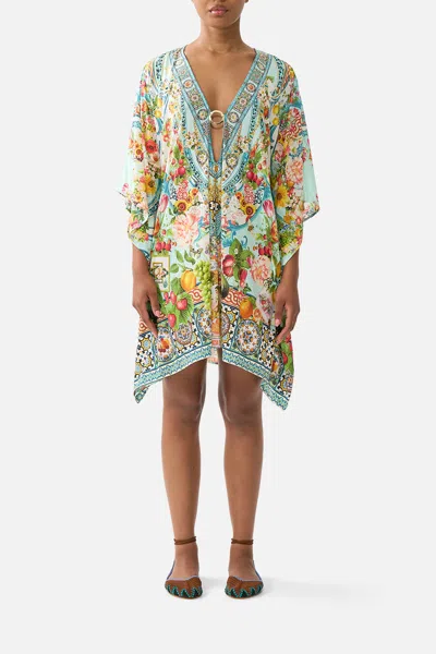 Camilla Short V Neck Kaftan W Ring Front Trim Magic Of The Mercado In Multi