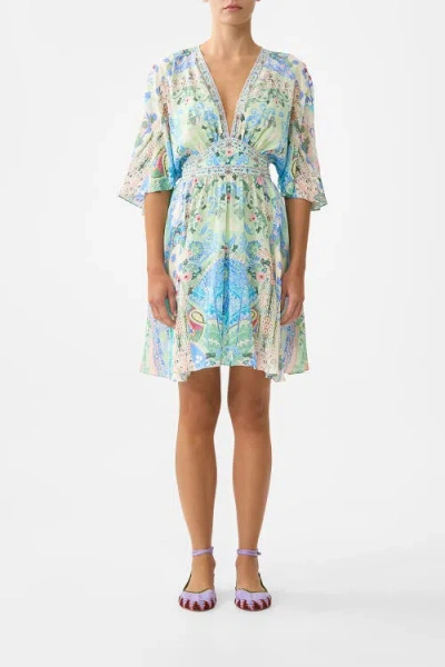 Camilla Short Waisted Dress Midsummer Mosaics In Blue