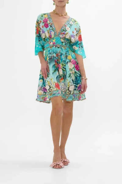 Camilla Short Waisted Dress Gardens Of Queluz In Multi