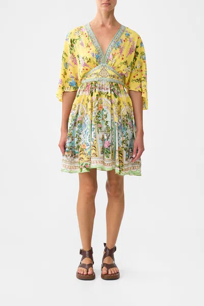 Camilla Short Waisted Dress Tales Of Topkapi Palace In Yellow