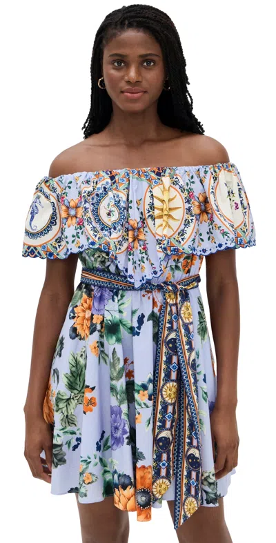 Camilla Shoulder Frill Short Dress Luscious In Lisbon In Multi