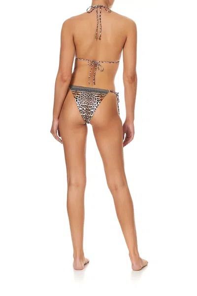 Camilla Side Tie Bikini Bottoms With Cheeky Coverage In Brown