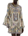 Camilla Silk A Line Frill Dress In Make Me Your Mosiac In Make Me Your Mosaic