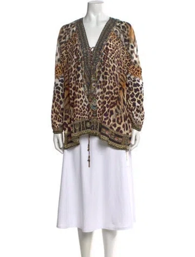 Pre-owned Camilla Silk Animal Print Blouse W/ Tags In Multi