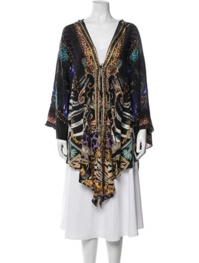 Pre-owned Camilla Silk Animal Print Robe In Black