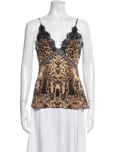 Pre-owned Camilla Silk Animal Print Top In Multicolor