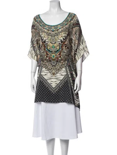Pre-owned Camilla Silk Animal Print Tunic In Blue/green