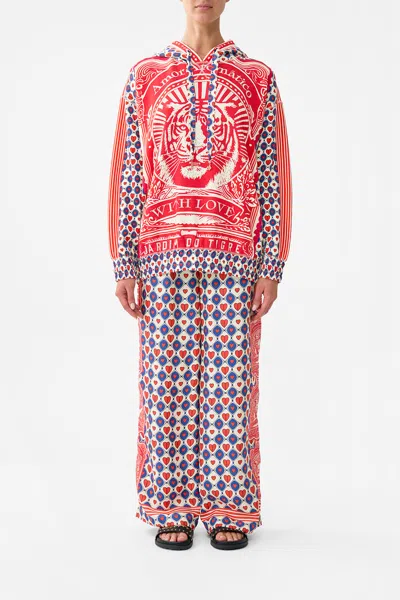 Camilla Silk Band Oversized Hoodie With Pockets Rinse & Roar In Multi