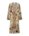Camilla Silk Blouson Sleeve Layer Swim Cover Up In Egyptian Rose
