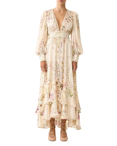 Camilla Silk Button Front Dress In Neutral