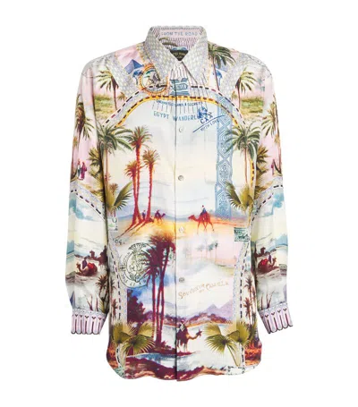 Camilla Silk Call Me In Cairo Oversized Shirt In Multi