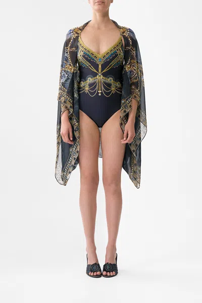 Camilla Silk Chiffon Shrug Song Of The Solstice In Blue