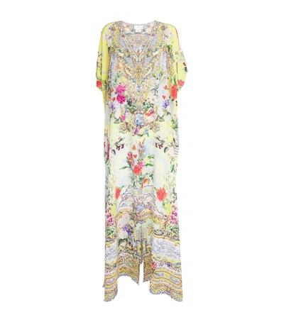 Camilla Silk Flor Fantástica Kaftan In Yellow