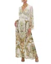 Camilla Silk Floral Flared Sleeve Maxi Dress In Multi