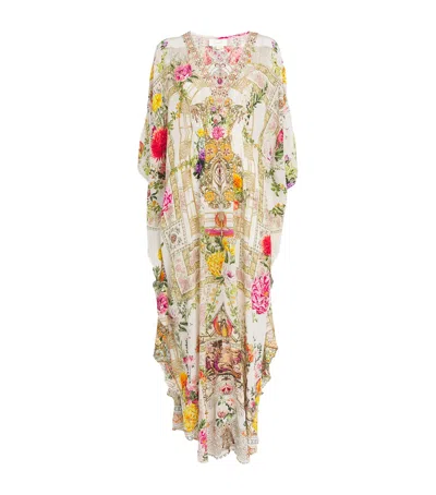 Camilla Silk Floral Kaftan In Multi