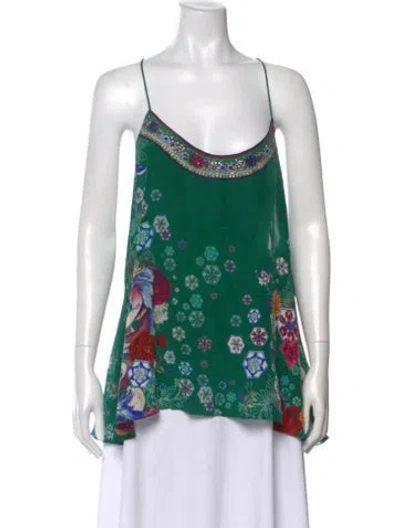 Pre-owned Camilla Silk Floral Print Blouse In Green