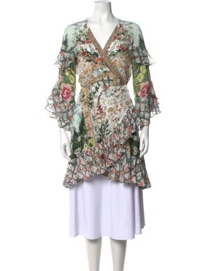 Pre-owned Camilla Silk Floral Print Blouse In Green