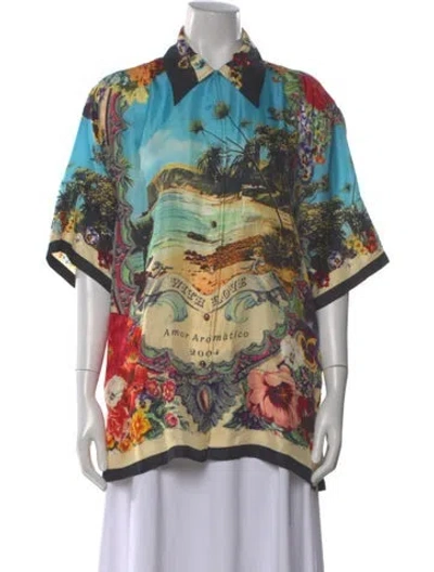 Pre-owned Camilla Silk Floral Print Blouse In Multi