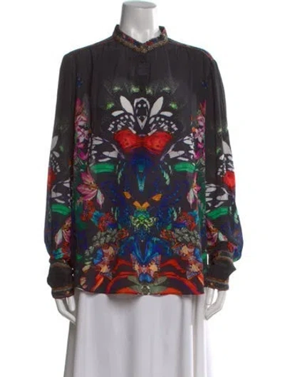 Pre-owned Camilla Silk Floral Print Blouse In Multi