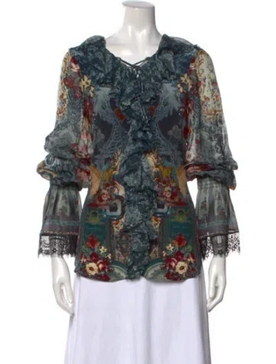 Pre-owned Camilla Silk Floral Print Blouse In Multi