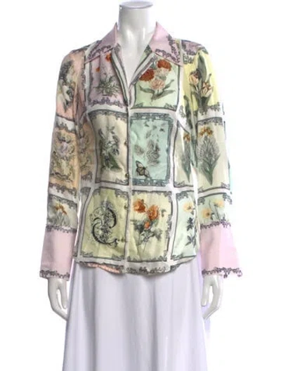 Pre-owned Camilla Silk Floral Print Blouse In Multi