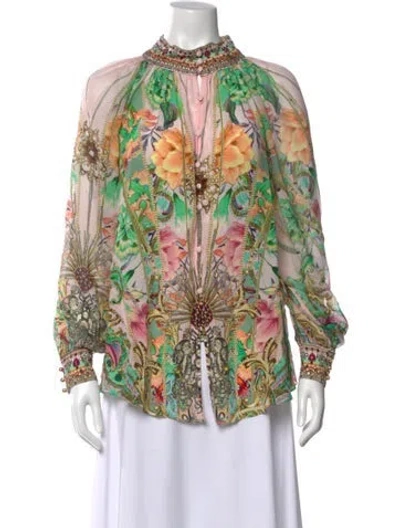 Pre-owned Camilla Silk Floral Print Blouse In Multicolor