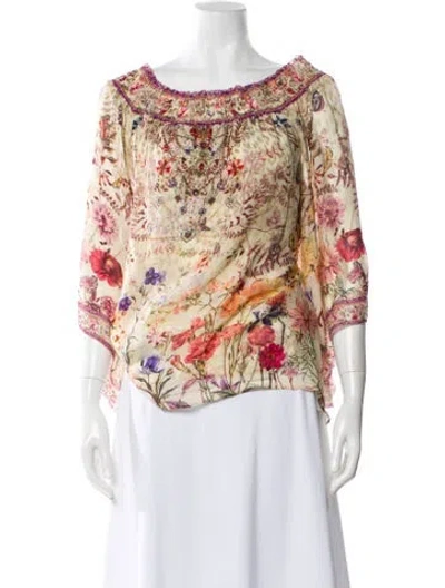 Pre-owned Camilla Silk Floral Print Blouse In Neutral