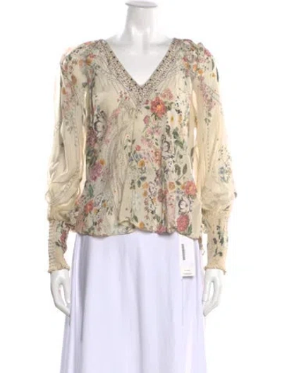 Pre-owned Camilla Silk Floral Print Blouse In Neutral
