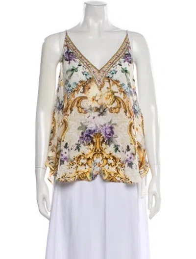 Pre-owned Camilla Silk Floral Print Blouse In Neutral