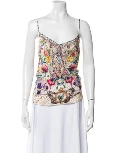 Pre-owned Camilla Silk Floral Print Blouse In Neutral