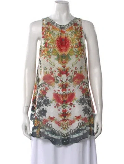 Pre-owned Camilla Silk Floral Print Blouse In Neutral