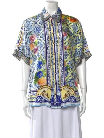 Pre-owned Camilla Silk Floral Print Blouse In Neutral