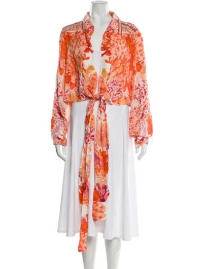 Pre-owned Camilla Silk Floral Print Blouse In Orange