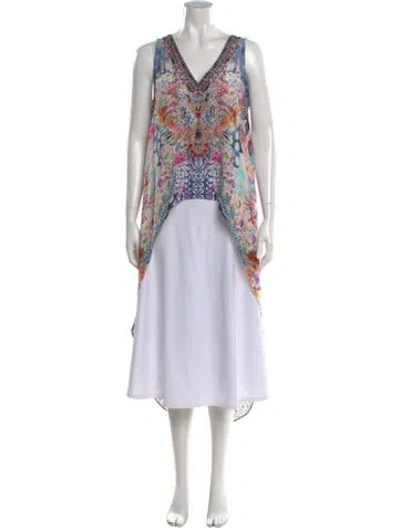 Pre-owned Camilla Silk Floral Print Blouse In Orange