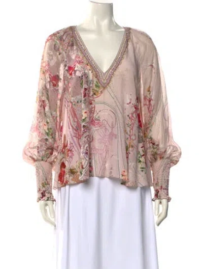 Pre-owned Camilla Silk Floral Print Blouse In Pink