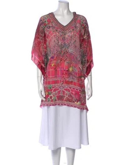 Pre-owned Camilla Silk Floral Print Blouse In Pink