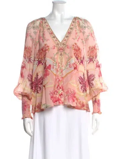 Pre-owned Camilla Silk Floral Print Blouse In Pink