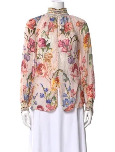 Pre-owned Camilla Silk Floral Print Blouse In Pink