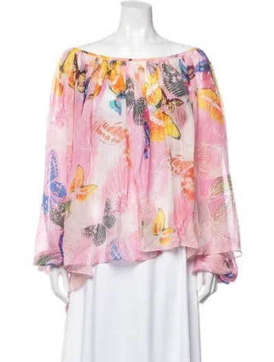 Pre-owned Camilla Silk Floral Print Blouse In Pink