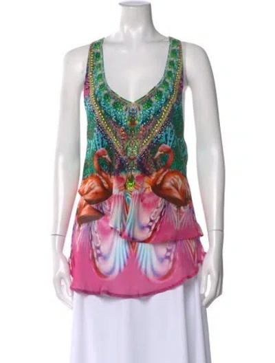 Pre-owned Camilla Silk Floral Print Blouse In Purple