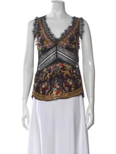 Pre-owned Camilla Silk Floral Print Blouse In Purple