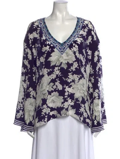 Pre-owned Camilla Silk Floral Print Blouse In Purple