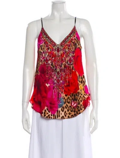 Pre-owned Camilla Silk Floral Print Blouse In Red