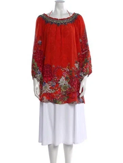 Pre-owned Camilla Silk Floral Print Blouse In Red